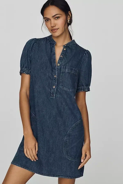 Pilcro Aly Puff-sleeve Mini Dress By  In Blue
