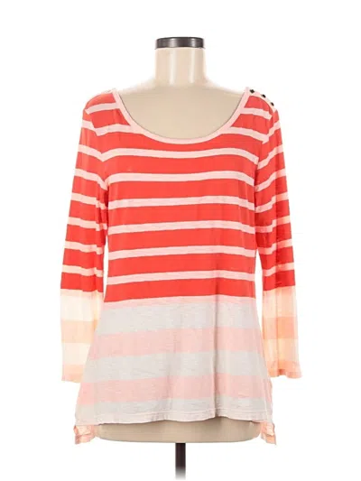 Pre-owned Pilcro And The Letterpress 3/4 Sleeve T-shirt In Orange