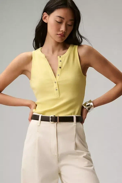 Pilcro The Andie Ribbed Henley Top By : Sleeveless Edition In Yellow