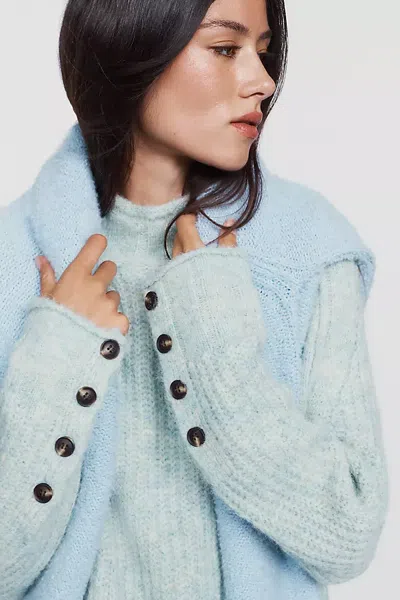 Pilcro Astrid Wool Blend Mock Neck Sweater In Blue
