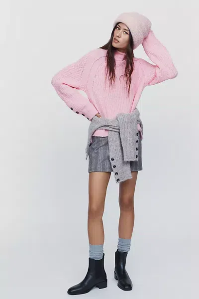 Pilcro Astrid Wool Blend Mock Neck Sweater In Pink