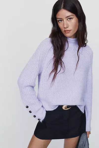 Pilcro Astrid Wool Blend Mock Neck Sweater In Purple