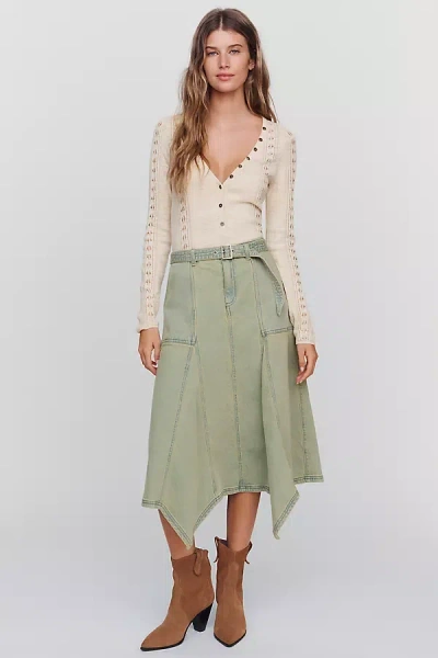 Pilcro Asymmetric Denim Skirt In Green