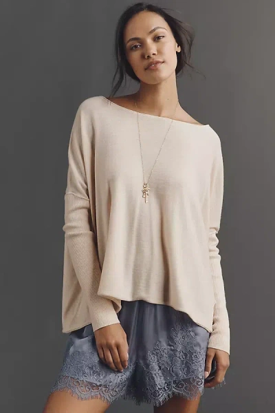 Pilcro Asymmetric Long-sleeve Oversize Sweater In Neutral
