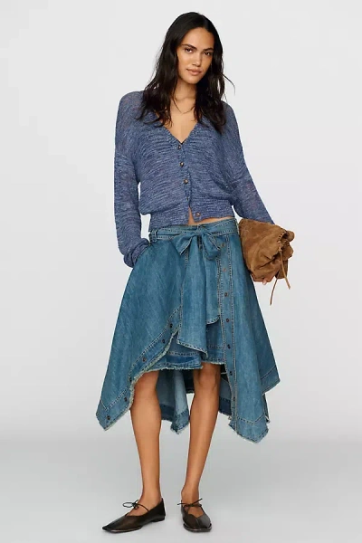 Pilcro Asymmetric Raw-edge Tie-waist Skirt In Multi