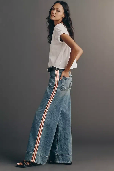 Pilcro Azura High-rise Wide-leg Track Stripe Jeans In Blue