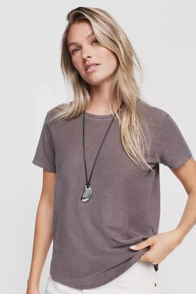 Pilcro Bennie 100% Cotton Slim Crew Neck Tee In Brown