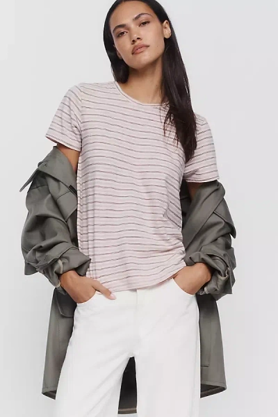 Pilcro Bennie 100% Cotton Slim Crew Neck Tee In Neutral