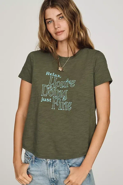 Pilcro Bennie Cotton Slim Crew Neck Tee In Green