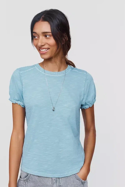 Pilcro Bennie Cotton Slim Puff Sleeve Tee In Blue