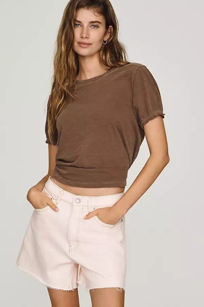Pilcro Bennie Cotton Slim Puff Sleeve Tee In Multi