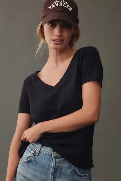 Pilcro Bennie Cotton Slim V-neck Tee In Black