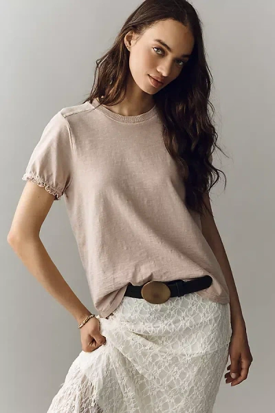 Pilcro Bennie Puff-sleeve Crew-neck Tee By  In Brown
