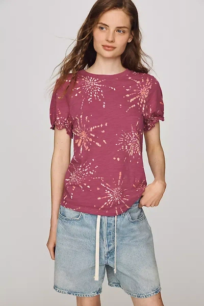 Pilcro Bennie Puff-sleeve Crew-neck Tee By  In Brown