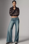 Pilcro Biker Mid-rise Flare Jeans In Blue
