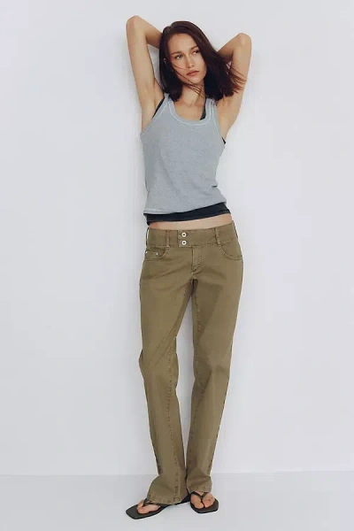 Pilcro Billy Low-rise Bootcut Pants In Green