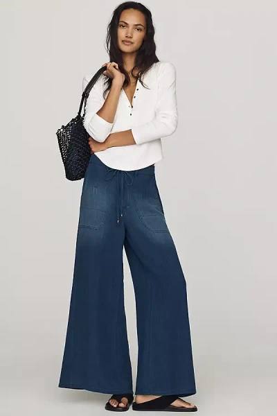 Pilcro Bloom Drawstring High-rise Wide-leg Jeans In Blue
