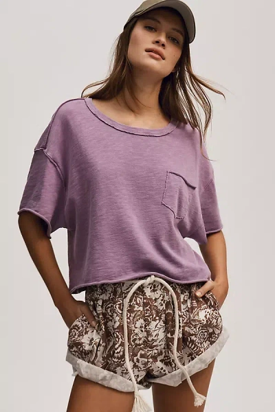 Pilcro Boxy Cropped Tee In Purple