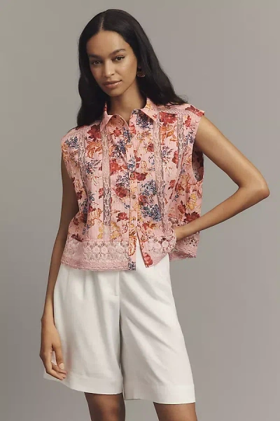 Pilcro Boxy Lace Buttondown Shirt