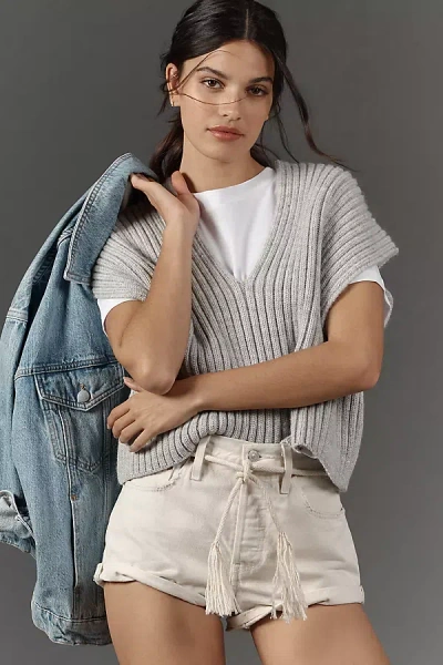 Pilcro Boxy Tee & Ribbed Sweater Vest Twofer In Grey