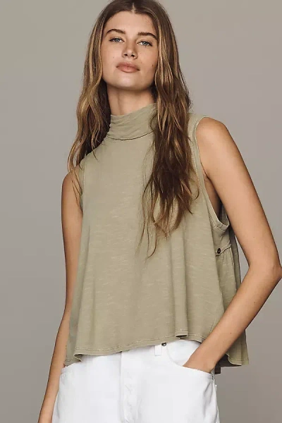 Pilcro Button Back Shell Tank Top In Green