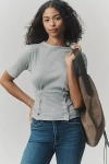 Pilcro Button-bodice Waisted Top In Gray
