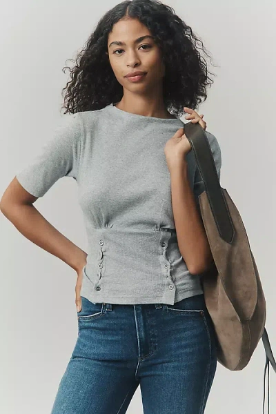 Pilcro Button-bodice Waisted Top In Gray