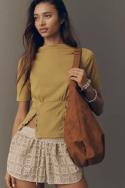 Pilcro Button-bodice Waisted Top In Green