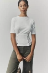 Pilcro Button-bodice Waisted Top In White