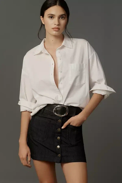 Pilcro Button-front Denim Mini Skirt In Blue
