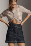 Pilcro Button-front Denim Mini Skirt In Neutral