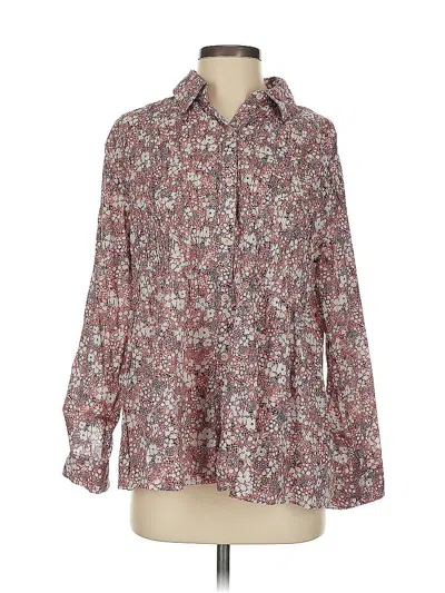 Pre-owned Pilcro By Anthropologie 3/4 Sleeve Blouse In Burgundy