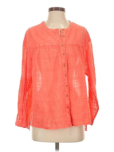 Pre-owned Pilcro By Anthropologie 3/4 Sleeve Blouse In Orange