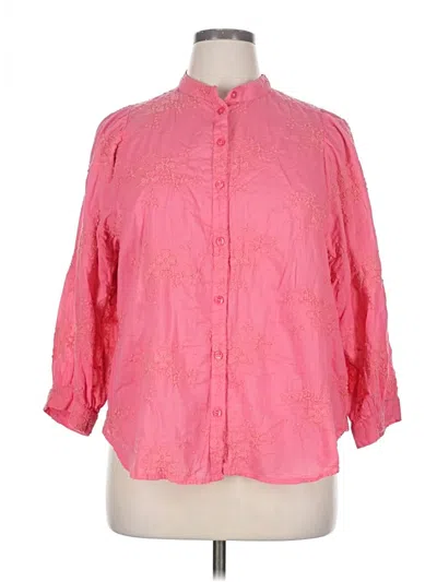 Pre-owned Pilcro By Anthropologie 3/4 Sleeve Button Down Shirt In Pink