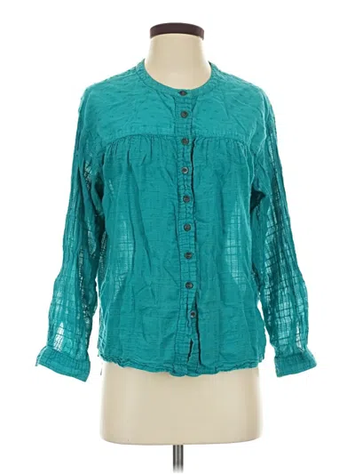 Pre-owned Pilcro By Anthropologie 3/4 Sleeve Button Down Shirt In Teal