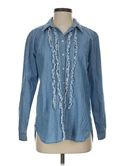 Pre-owned Pilcro By Anthropologie Long Sleeve Blouse In Blue