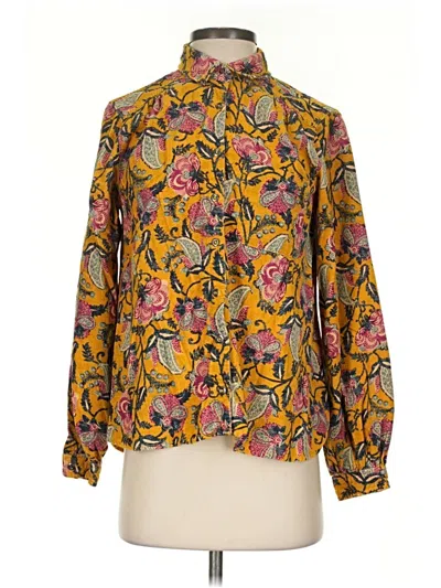 Pre-owned Pilcro By Anthropologie Long Sleeve Blouse In Gold