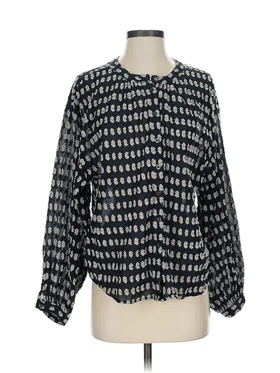 Pre-owned Pilcro By Anthropologie Long Sleeve Button Down Shirt In Black