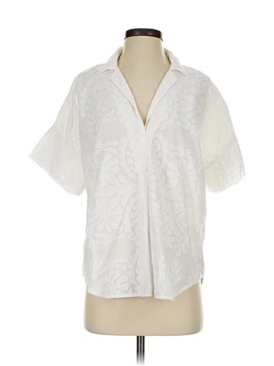 Pre-owned Pilcro By Anthropologie Short Sleeve Blouse In White