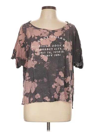 Pre-owned Pilcro By Anthropologie Short Sleeve Top Brown Scoop Neck Tops