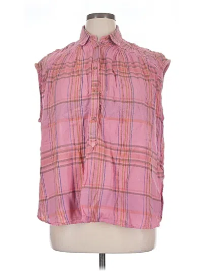 Pre-owned Pilcro By Anthropologie Sleeveless Button Down Shirt In Pink