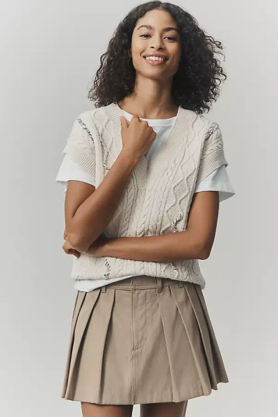 Pilcro Cable-knit Twofer Sweater In White