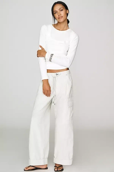 Pilcro Cade Camp High-rise Utility Chino Pants In White