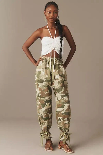 Pilcro Camo Paperbag Pants In Green
