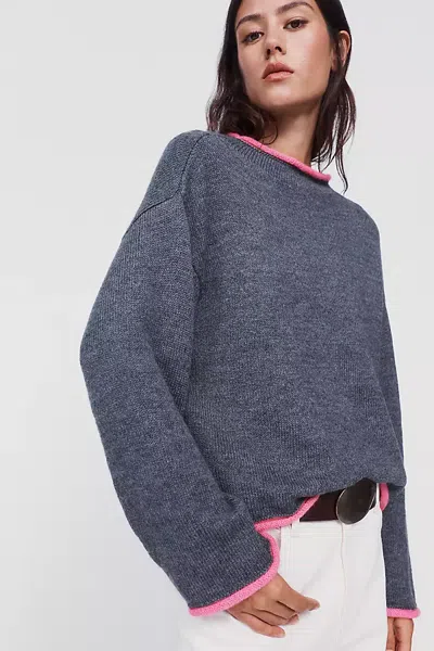 Pilcro Campbell Roll Neck Sweater In Grey