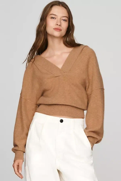 Pilcro Cashmere Deep-v Sweater In Brown