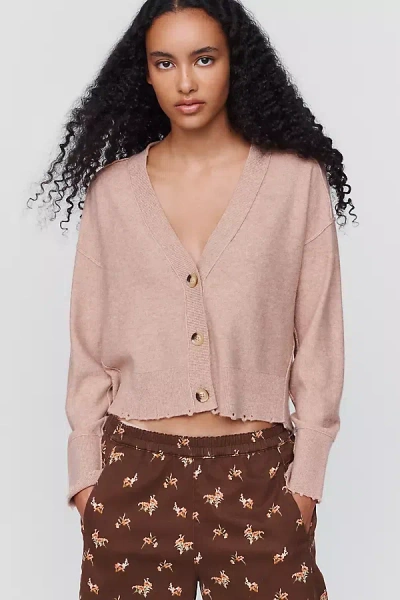 Pilcro Cashmere Wool Cropped Raw Hem Cardigan In Neutral