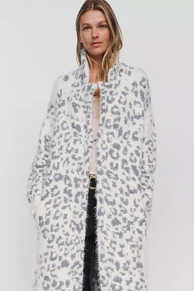 Pilcro Cheetah Textured Longline Sweater In White