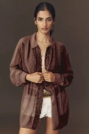 Pilcro Chiffon Buttondown Blouse In Brown