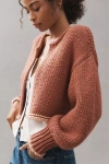 Pilcro Chunky Knit Cardigan Sweater In Brown